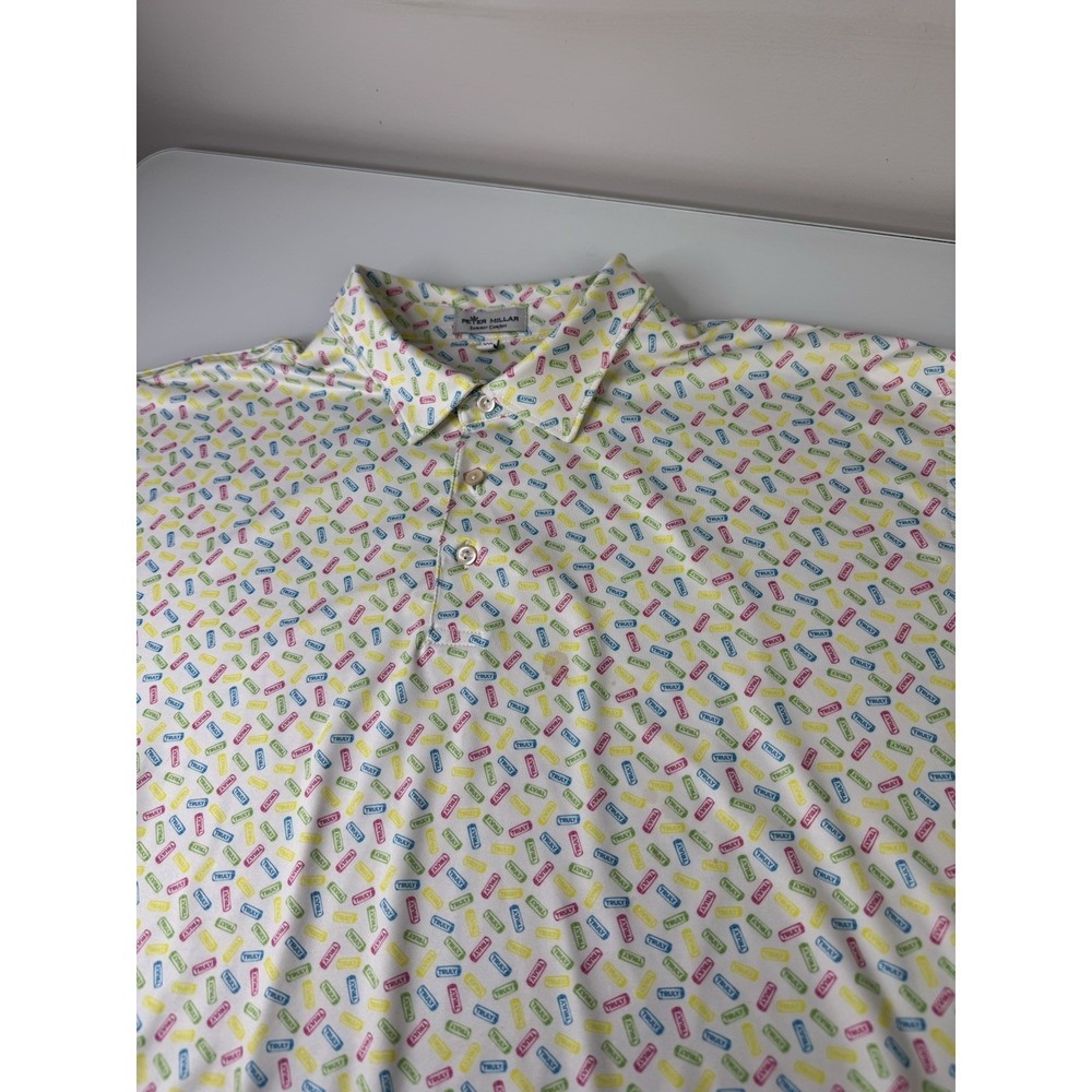 Peter Millar Summer Comfort Polo Shirt Mens XXL "Truly" Seltzer *See Info* AOP